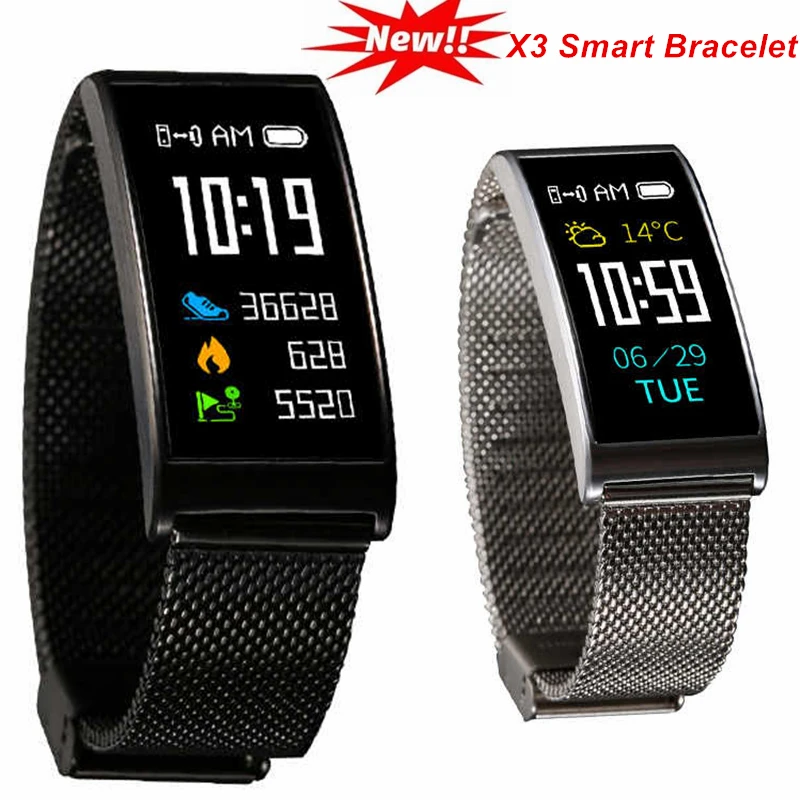 

X3 Fitness Bracelet Color Screen Heart Rate Blood Pressure Monitor Smart Band IP68 Waterproof Bluetooth Sport Bracelet Watch