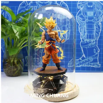 

Dragon Ball Z Super Saiyan Son Goku Kakarotto With LED Light Tianxia DBZ PVC 17CM Action Figure Toy BOX Christmas present J589