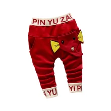 Штаны для малышей г., осенние и зимние хлопковые утепленные детские штаны С Рисунком Слона и бархата штаны для мальчиков и девочек от 1 до 3 лет