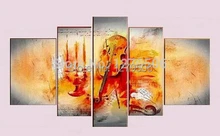 Reines Handgemaltes Modernes Abstraktes 5 Teil/satz Ölgemälde Auf Leinwand Wandkunst Dekoration Violine Wohnzimmer Wohnkultur