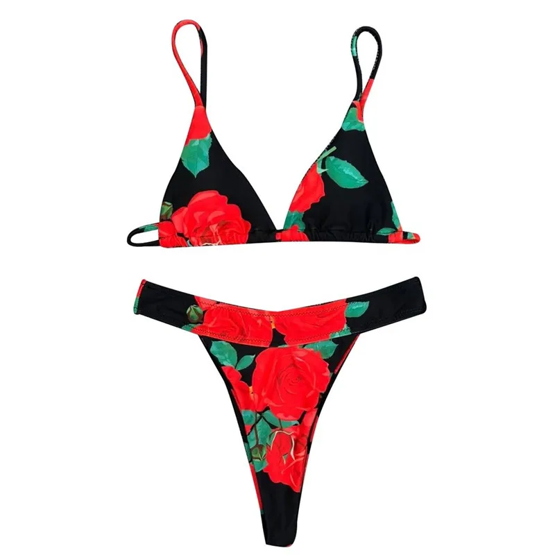 Swimsuit Women Sexy Flower Print High Waist Push-Up Padded Bra Bikini Set Swimsuit Sexy Bikini Women Swimsuit Push Up Biquini