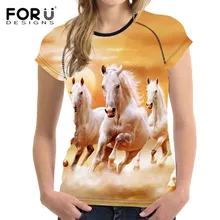 FORUDESIGNS футболка для бега Женская Спортивная футболка Crazy Horse спортивный костюм с принтом женская спортивная одежда для женщин для спортивного зала и фитнеса Топ