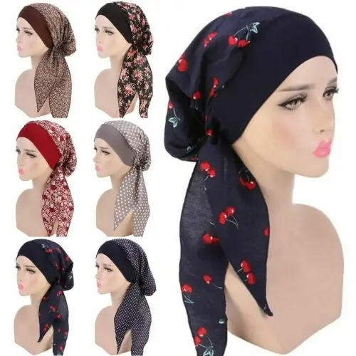 Для женщин леди девушки тюрбан платок химиотерапия шляпа хиджаб шапочка-Бандана головной убор для больных раком обертывания