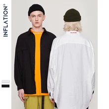 INFLATION повседневная мужская рубашка, брендовая одежда, новая свободная однотонная мужская рубашка с длинным рукавом, качественная хлопковая рубашка 8708W