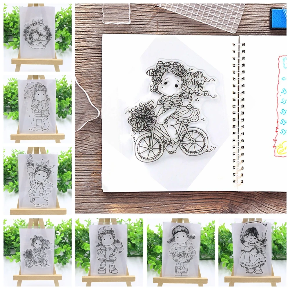 

24Styles Girls Transparent Silicone Stamp Clear Stamp for Scrapbooking Decorating Craft Album Diary Book DIY Paper Card Gift