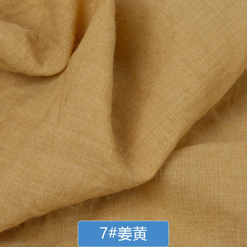 Летняя хлопчатобумажная льняная ткань DIY для рубашек одежды фон 140*100 см морщин ткани шарфы Платье лен хлопок, креп, ткань - Цвет: yellow brown