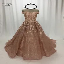 ILUSY Блестящий глиттер, платье для выпускного вечера с цветами, розовое золото, вечернее платье, вечерние платья, vestido de festa