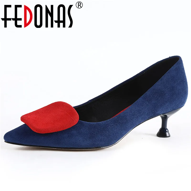 

FEDONAS Fashion Sexy Women Pointed Toe High Heels Spring Summer Shoes Woman Pacthwork Slip On Basic Pumps New 2019 Women's Shoes
