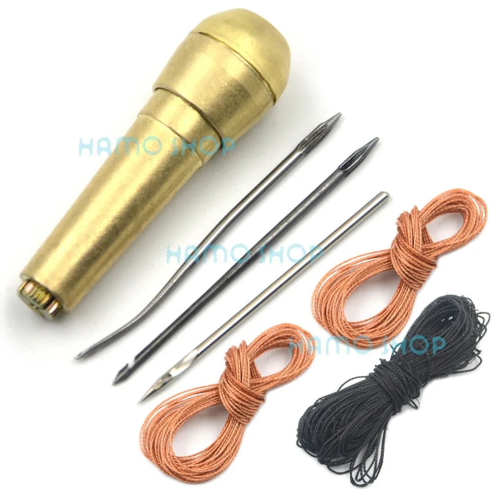 

Style C Leather Canvas Shoe Repair Tool Awl Set Punch Sewing Kit Needles Copper Handle Stitcher Crochet Line