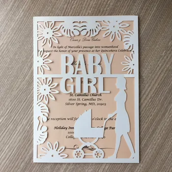 

50Pcs/lot Brown Laser Cut Happy Birthday Party Table Name Cards Baby Shower Souvenir Invitation Card Wedding Decorations