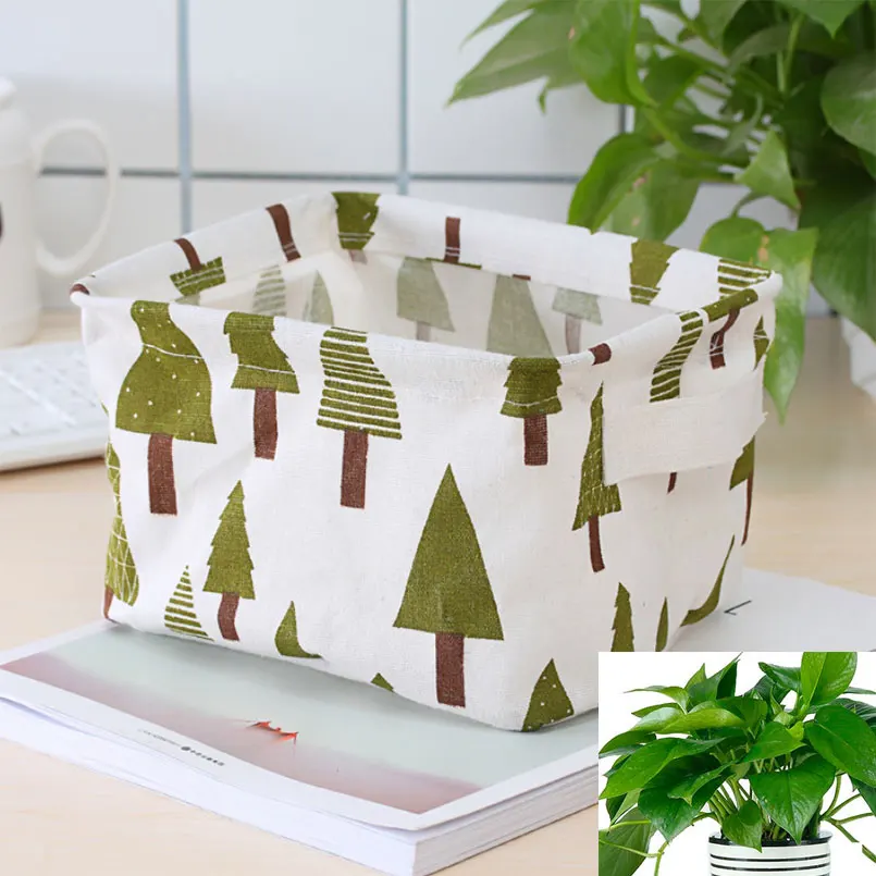 

Storage boxes cute cotton linen desktop box cosmetic storage Box basket