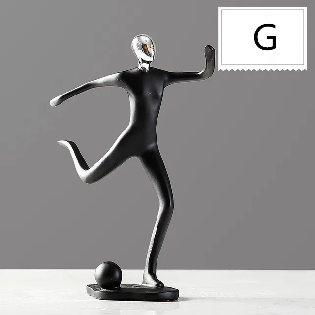 Modern resin black sport people figurines home decor handcraft figure