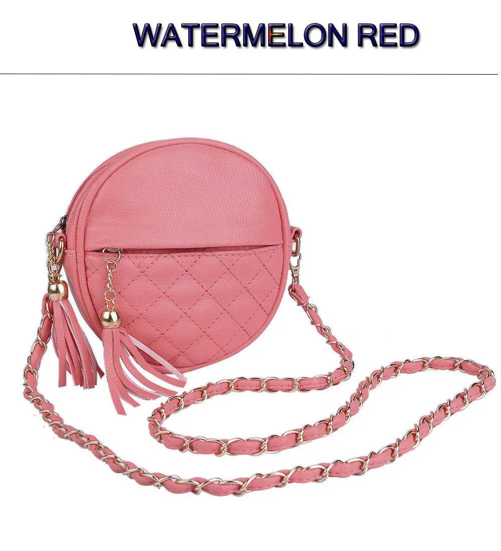 Guapabien Plaid Tassel Round Detachable Chain Belt Strap Shoulder Messenger Bag