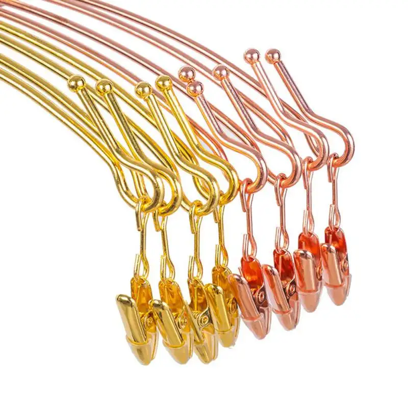 27cm Rose Gold Stainless Steel Hangers With 2 Clips Metal Lingerie Hanger Wardrobe Storage Hanger Underwear Bra Clips