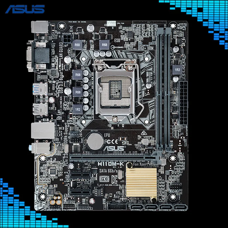 

Asus LGA1151 DDR4 DVI VAG USB 3.0 SATA 6Gb/s PCI-E 3.0 H110 Motherboard Micro ATX DDR4 H110M-K Motherboard