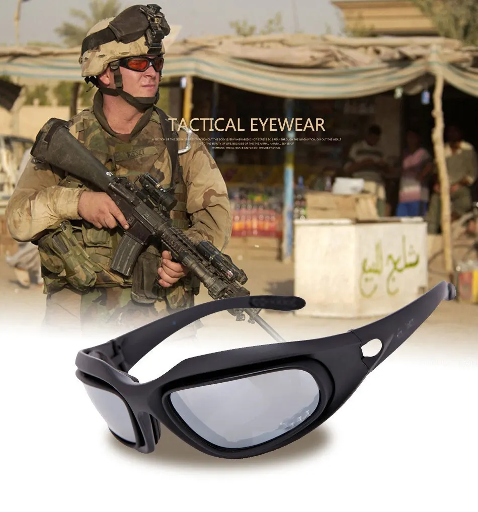 

C5 X7 Army Goggles Military Sunglasses 4 Lens Game Tactical Glasses Outdoor Sports Sun Glasses Polarized Goggles Glasses