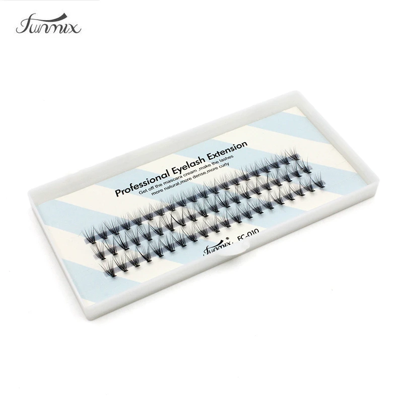 

10boxes eyelash set 60 PCS Individual 6/8/10/12mm Thick C Curl Fake False EyeLash Extensions Knot