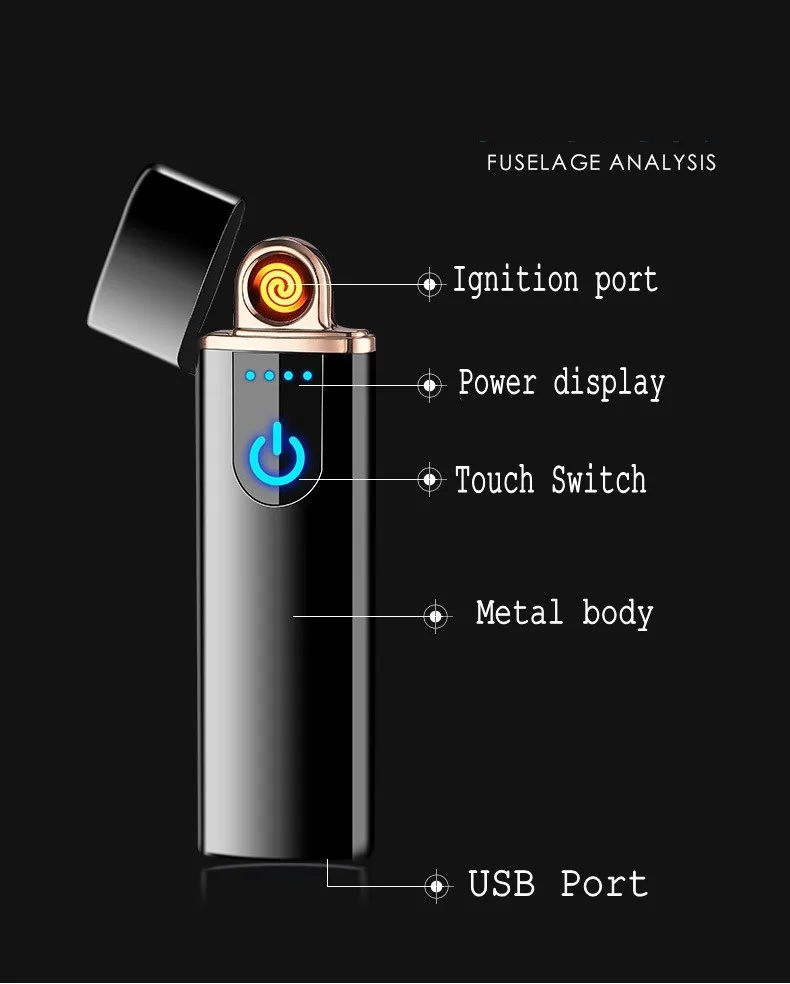 НОВАЯ тонкая зарядка через Usb Зажигалка с сенсорным экраном зажигалки для электронных сигарет маленькая перезаряжаемая электрическая зажигалка ветрозащитный подарок для мужчин