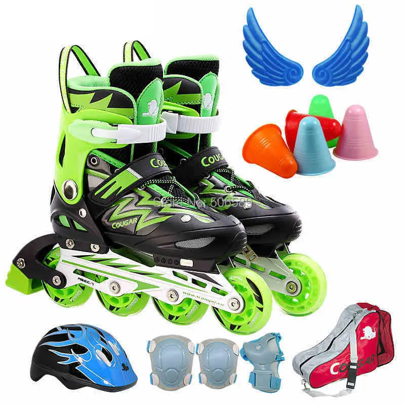 free shipping children's roller skates 2015 new design green and deep