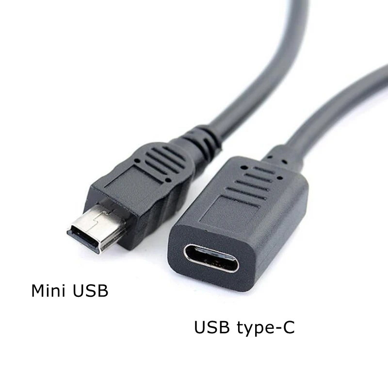 25 см usb type-c к мини-usb кабель 2,0 5pin мини-b штекер к USB 3,1 USB-C Женский конвертер адаптер данных зарядный кабель