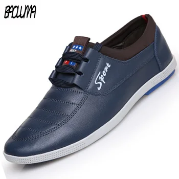 

Brand Mens Casual Shoes High Quality Leather Man Flats Lace-Up Simple Stylish Wedding Party Shoes Male Oxford Shoes Autumn New