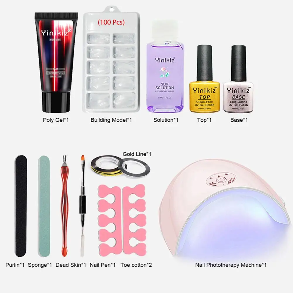 

Nail Art Extension Poly Builder Gel Brush 36W UV Dryer Lamp Manicure Machine Kit