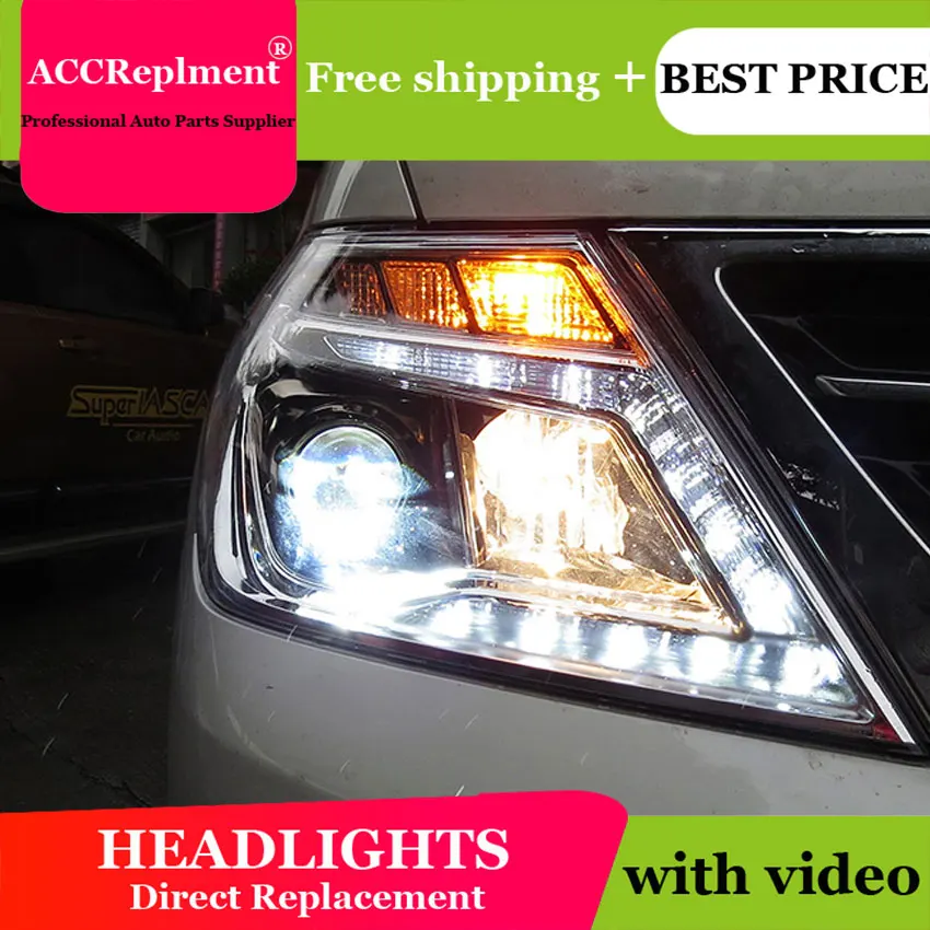 

Car Styling for Nissan Tourle Headlights Patrol 2014 2016 2017 LED Headlight Lens Double Beam H7 HID Xenon bi xenon lens