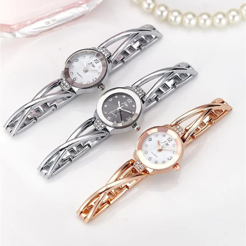 

JW Women Watches Rose Gold Vintage Bracelet Watch Luxury Brand Stainless Steel With Rhinestones Female Clock Relogio Feminino