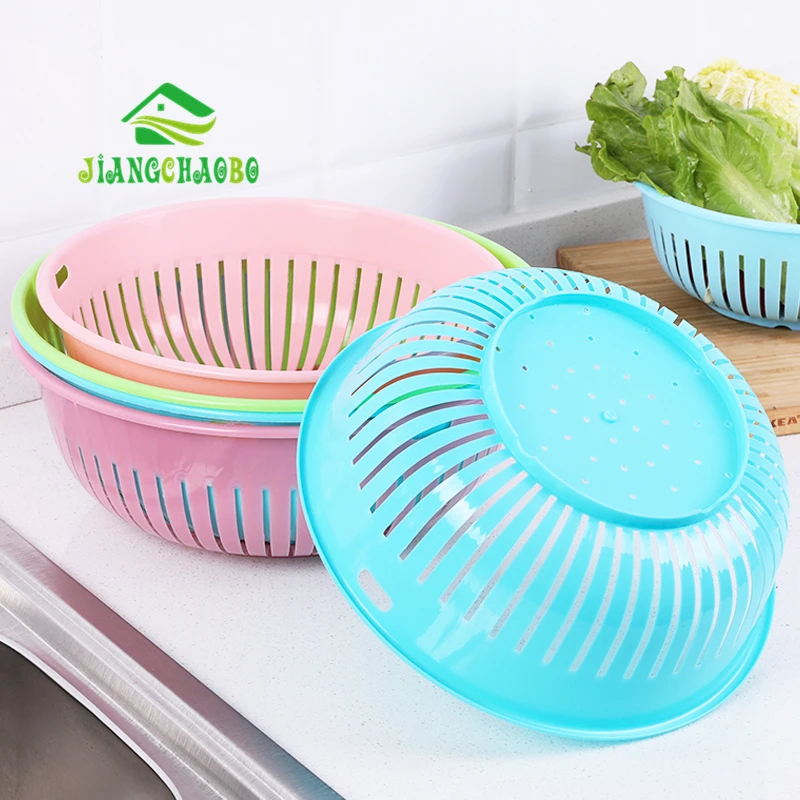 Round Hollow Drain Washing Basket Plastic Basket Kitchen Supplies Sink