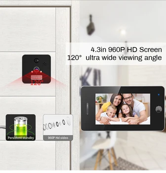 

Door bell Peephole Camera Wifi Smart 4.3" Monitor Wireless Call APP Control Andriod Alarm Monitor Delection Door Video Eyes