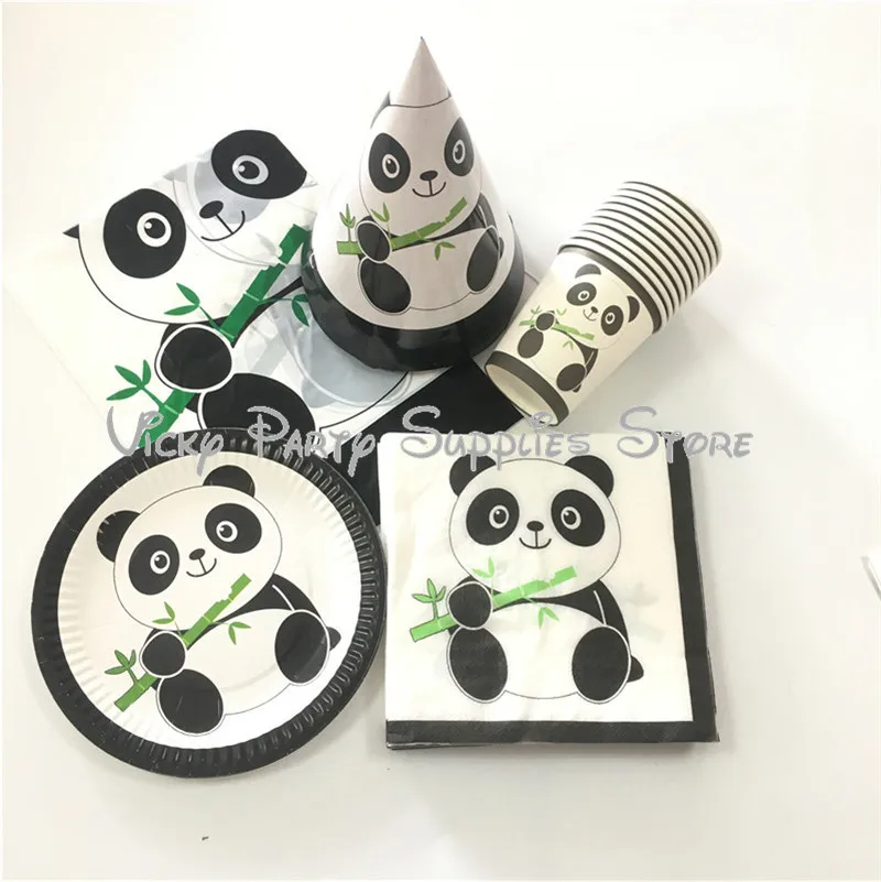 

47pcs/lot Cartoon Panda Theme Party Disposable Tableware Set Birthday Baby Shower Panda Party Supplies Decorations