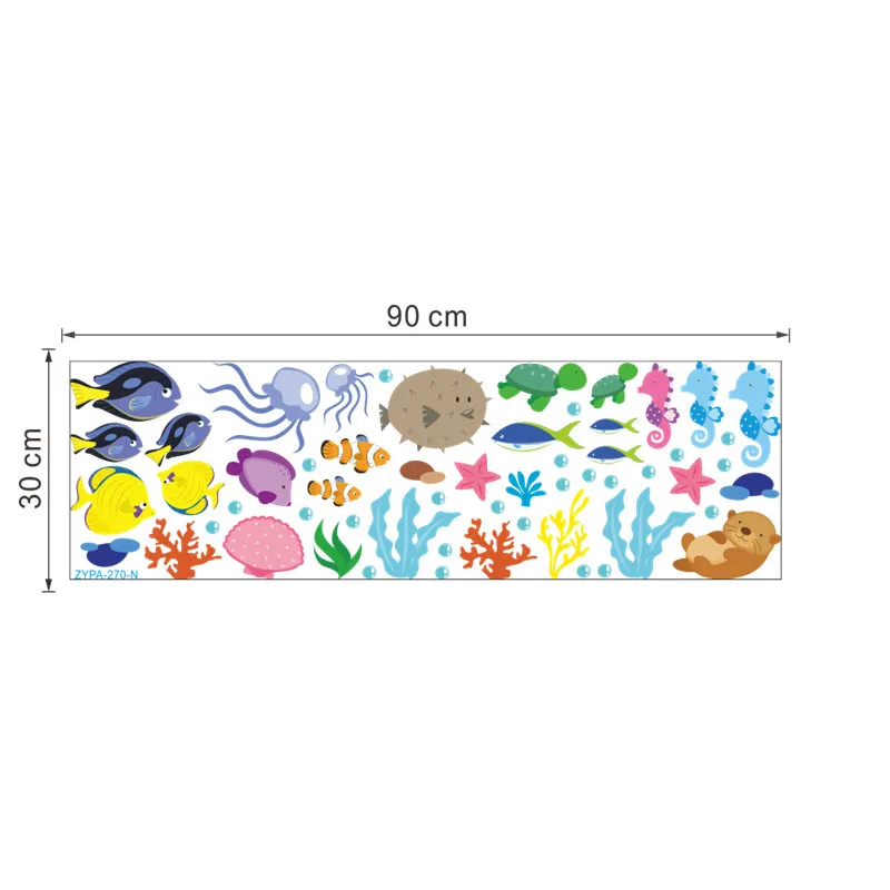 ПВХ с подводным миром и морскими рыбами настенные наклейки ванная комната туалет наклейки на стену в детскую гостиную детская комната Домашний декор художественная Фреска плакат