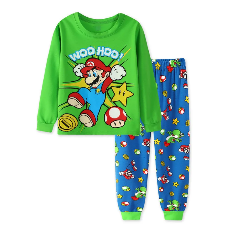 Г. Повседневная домашняя пижама хлопковый Детский комплект с длинными рукавами с изображением Железного человека, Человека-паука, Супер Марио, комплект одежды для маленьких мальчиков