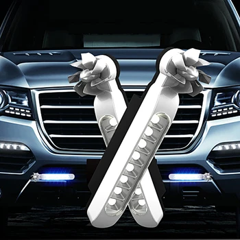 

2pcs Wind Powered Daytime Running Light 8 LED Front Grill Super Bright DRL Strip Daylight Accessories For Ford Chevrolet Buick