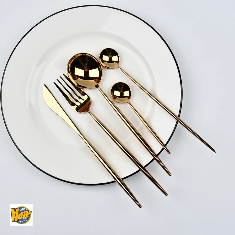

FRM Gold Bright light thickening high quality stainless steel cutlery Western fork knife scoop set dessert fork knife scoop set