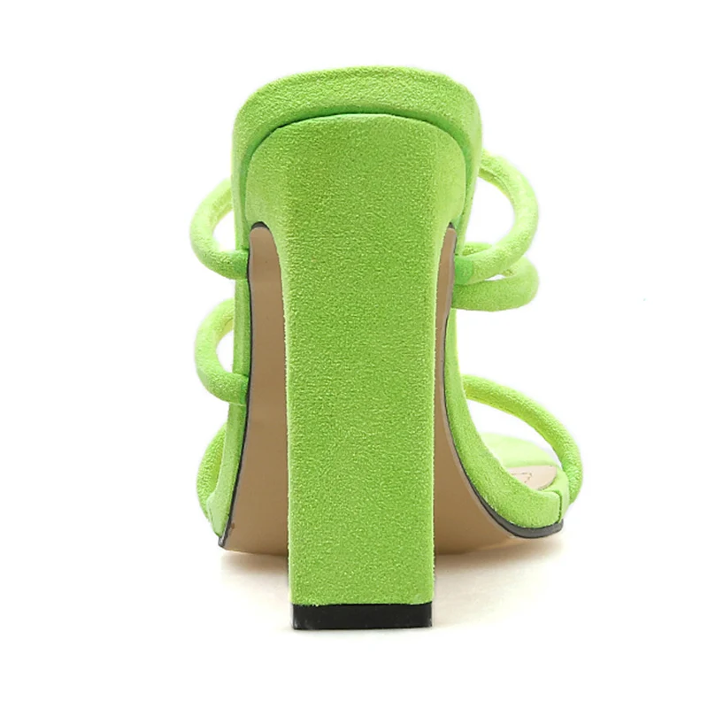 Летние женские туфли на высоком каблуке 11,5 см; цвет неоновый, зеленый; босоножки на толстом квадратном каблуке; женские туфли-лодочки; розовые туфли; YMN-82
