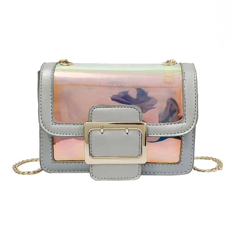 

Women Messenger Bag PVC PU Handbag Metal Chain Casual Crossbody Shoulder Bags WF 668