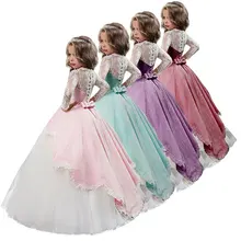 Платье принцессы для девочек; Элегантное свадебное платье с длинными рукавами; детская одежда; детское праздничное платье; платье подружки невесты; платье-пачка принцессы; костюм для малышей