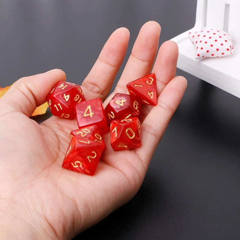 Многогранные кости золотые цифры для Дракона Pathfinder D20 D12 D10 % D8 D6 D4 7 шт. N10 Прямая