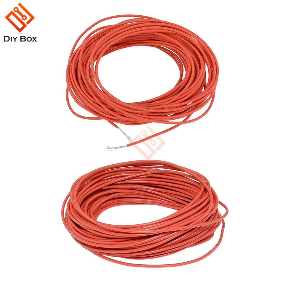 Красный силиконовый резиновый провод 10 м гибкий мягкий кабель 24AWG для