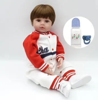 

58cm Silicone limbs and cloth body bebe bonecas Short hair charm baby kid Brinquedos best children playmates dollhouse toys