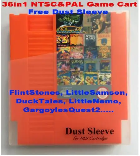 

36in1 NTSC&PAL DuckTales12, LittleSamson, FlintStones12, LittleNemo, GameCart Replacement Shell for NES, Free Dust Sleeve