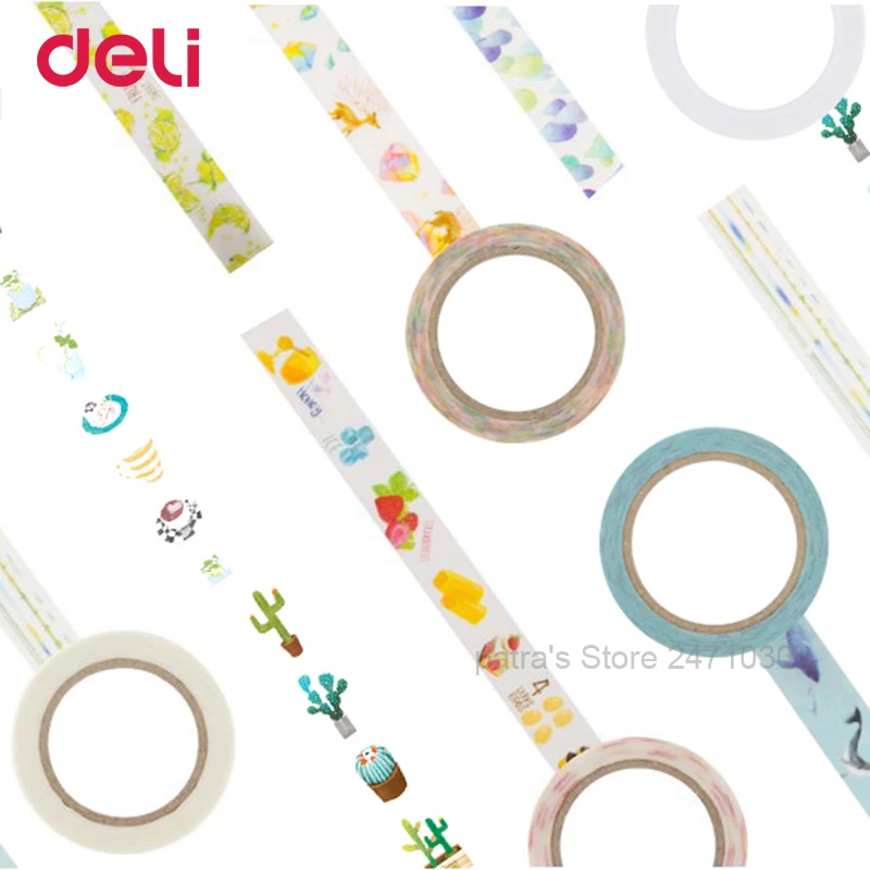 Deli креативные красочные клейкие маскирующие ленты Набор DIY Скрапбукинг наклейка этикетка декоративные школьные принадлежности канцелярские принадлежности