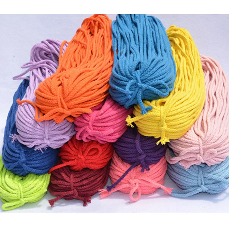 

7mm Colorful White Cotton Cord Natural Beige Twisted Cord Rope Craft Macrame String DIY Home Decorative supply