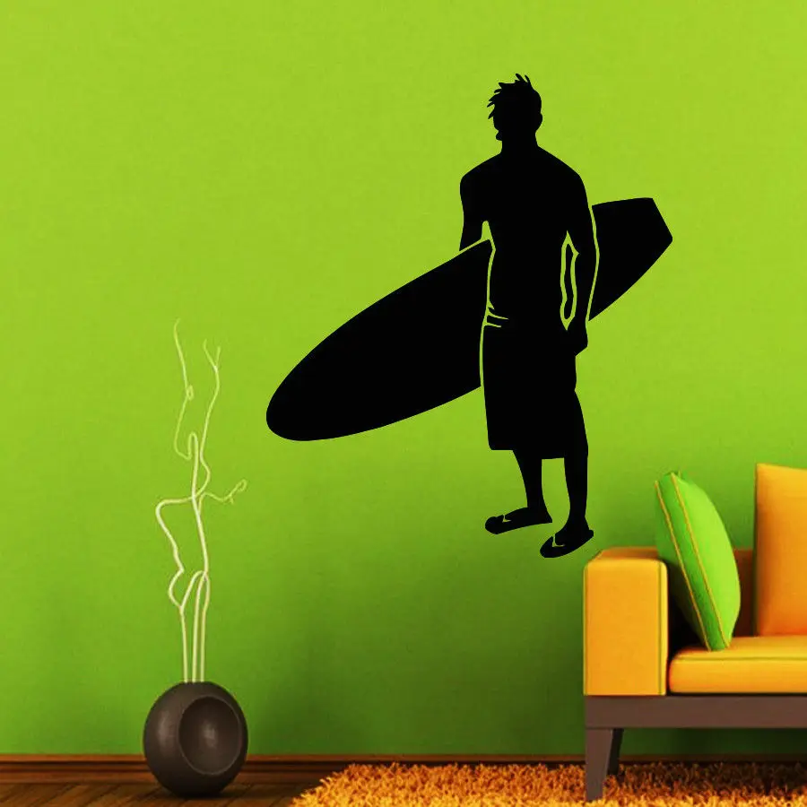 wall decals man surfer decal vinyl sticker surfing sport decor art muralsin Wall Stickers from