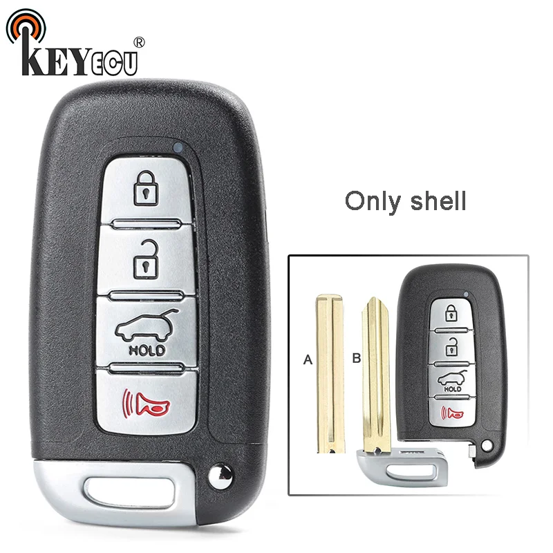 

KEYECU for Hyundai Equus Azera Elantra Tucson Santa Fe, for Kia Forte Optima Replacement 3+1 4 Button Remote Key Shell Case Fob