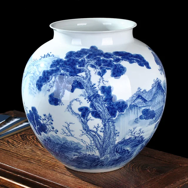 Ceramic Underglaze Blue And White Vase Landing Large Chinese Style Ceramic Underglaze Blue And White Vase Landing Large Chinese Style Living Room Decor Decoration Home Furnishing