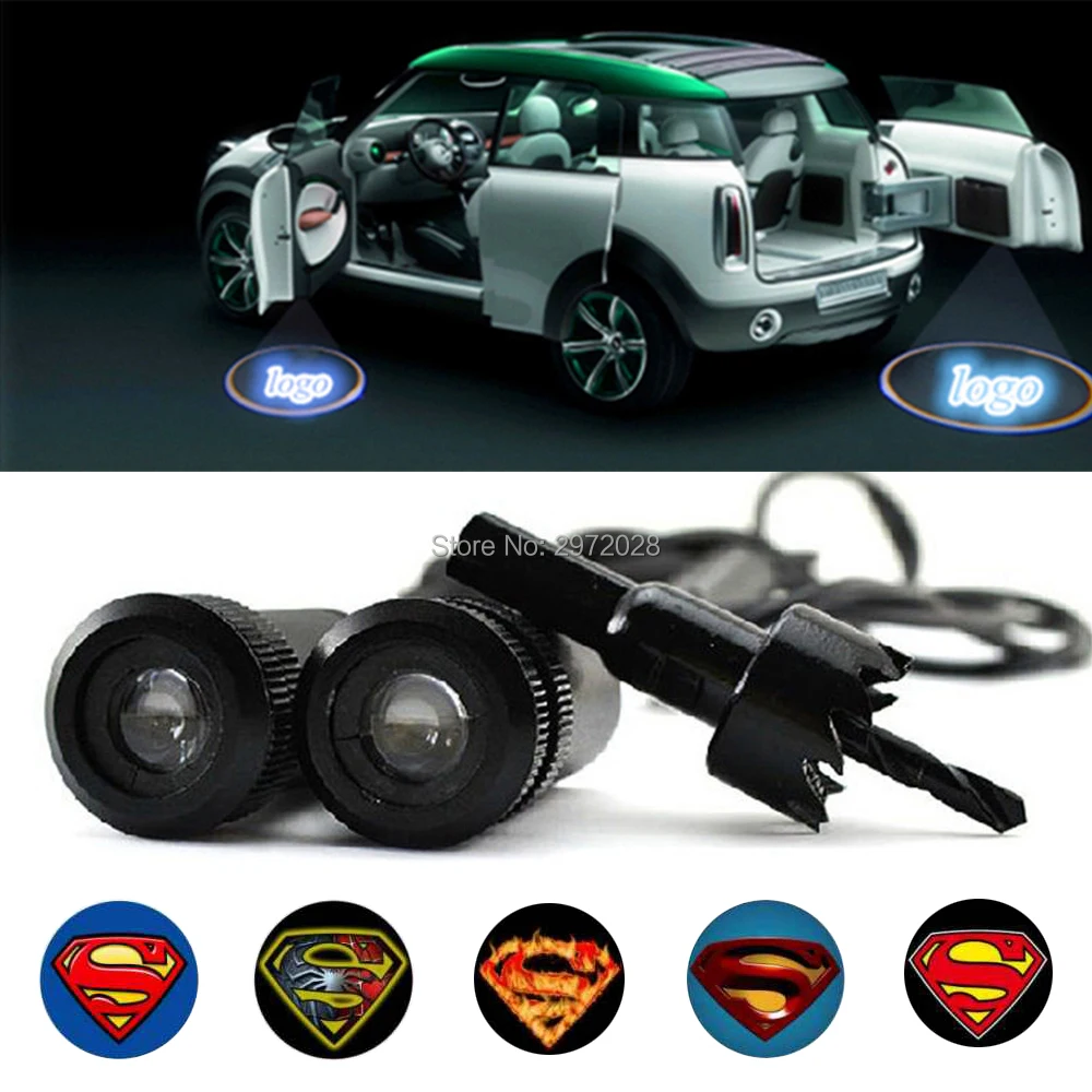 

2 x Universal 5W Superman Series High Power Car LED Laser Logo Lights Door Welcome Ghost Shadow Projector Courtesy Lights