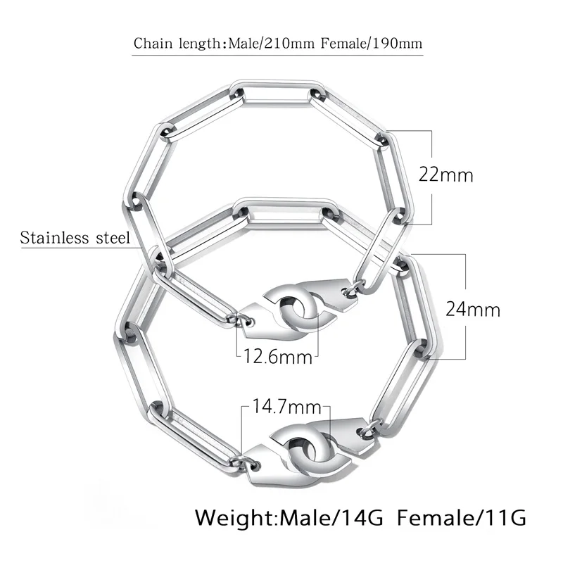 AZIZ BEKKAOUI, пара браслетов, браслет наручники для женщин/мужчин, ювелирные изделия, браслет из нержавеющей стали, подарок для влюбленных, Прямая поставка