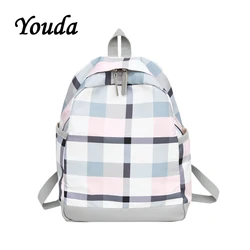 Youda New Girl Plaid Backpack Lady Fashion Travel Backpacks Simple College Style Shoulder Bag Female Student Schoolbag
